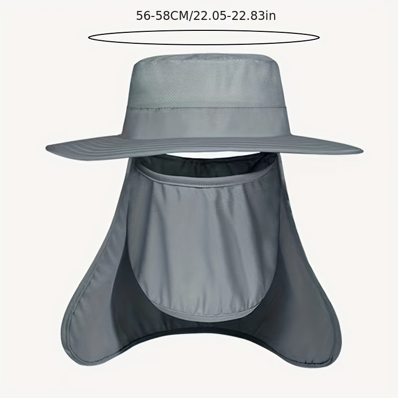 Quick Drying Sunscreen Bucket Hat With Neck Flap Wide Brim Sun Hat