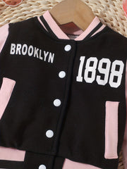 Baby Girls Block Stand Collar Sports Coat