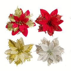 1pc Christmas Decorative Flowers Red Artificial Flowers Christmas Wreath Accesso