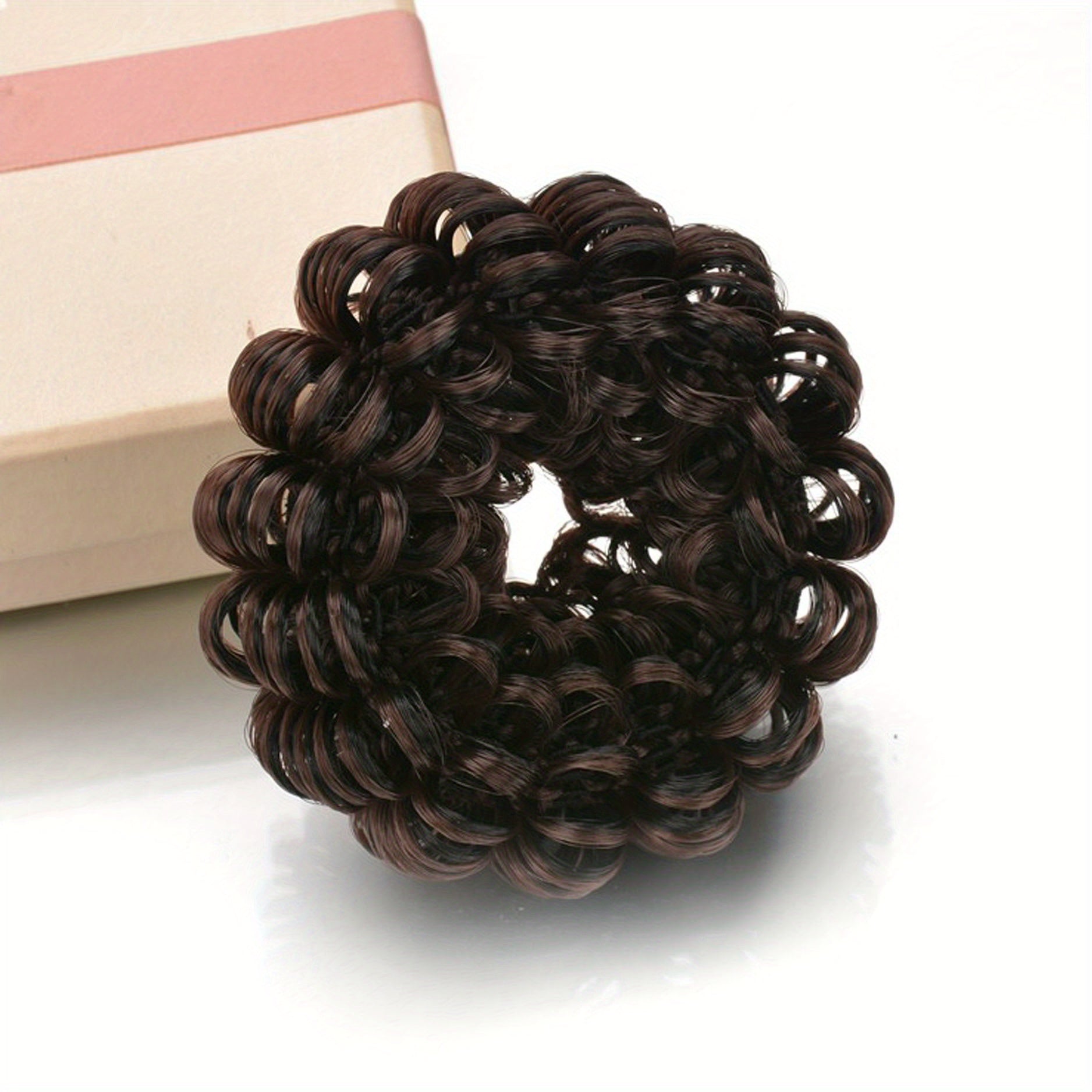 Women's Curly Bun Hair Styler Air Bun Hairpiece Wig Brown