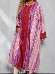  Ethnic Abaya Dress V Neck Maxi Jalabiya Dress