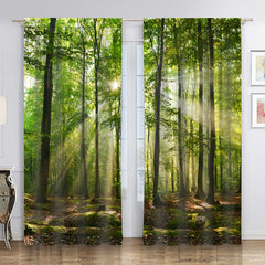 Enchanted Forest Curtains - Sunshine Scene Window Drapes