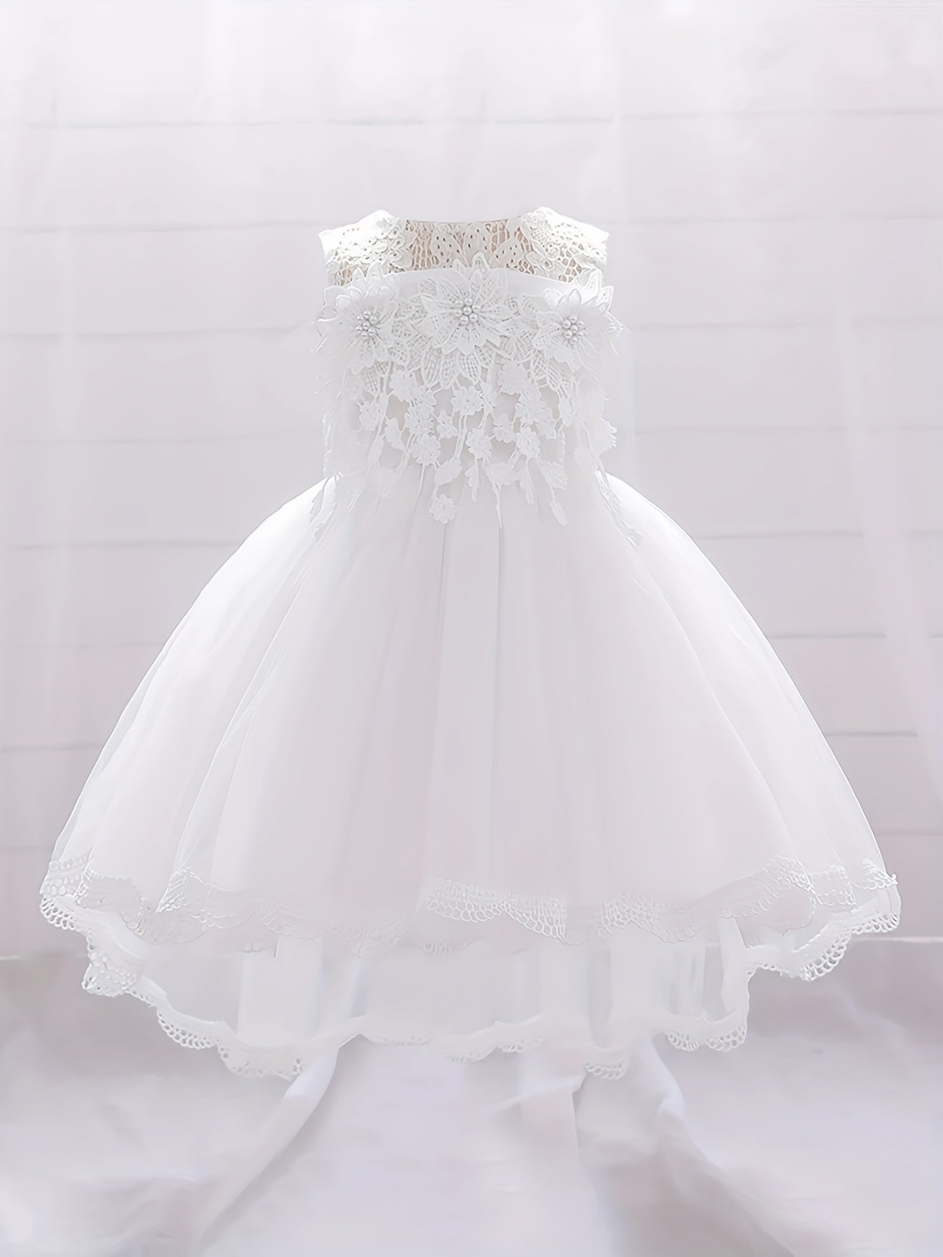 Mesh Floral Gown Dress Baby One year old Baby Birthday Party Wedding Flower Girl