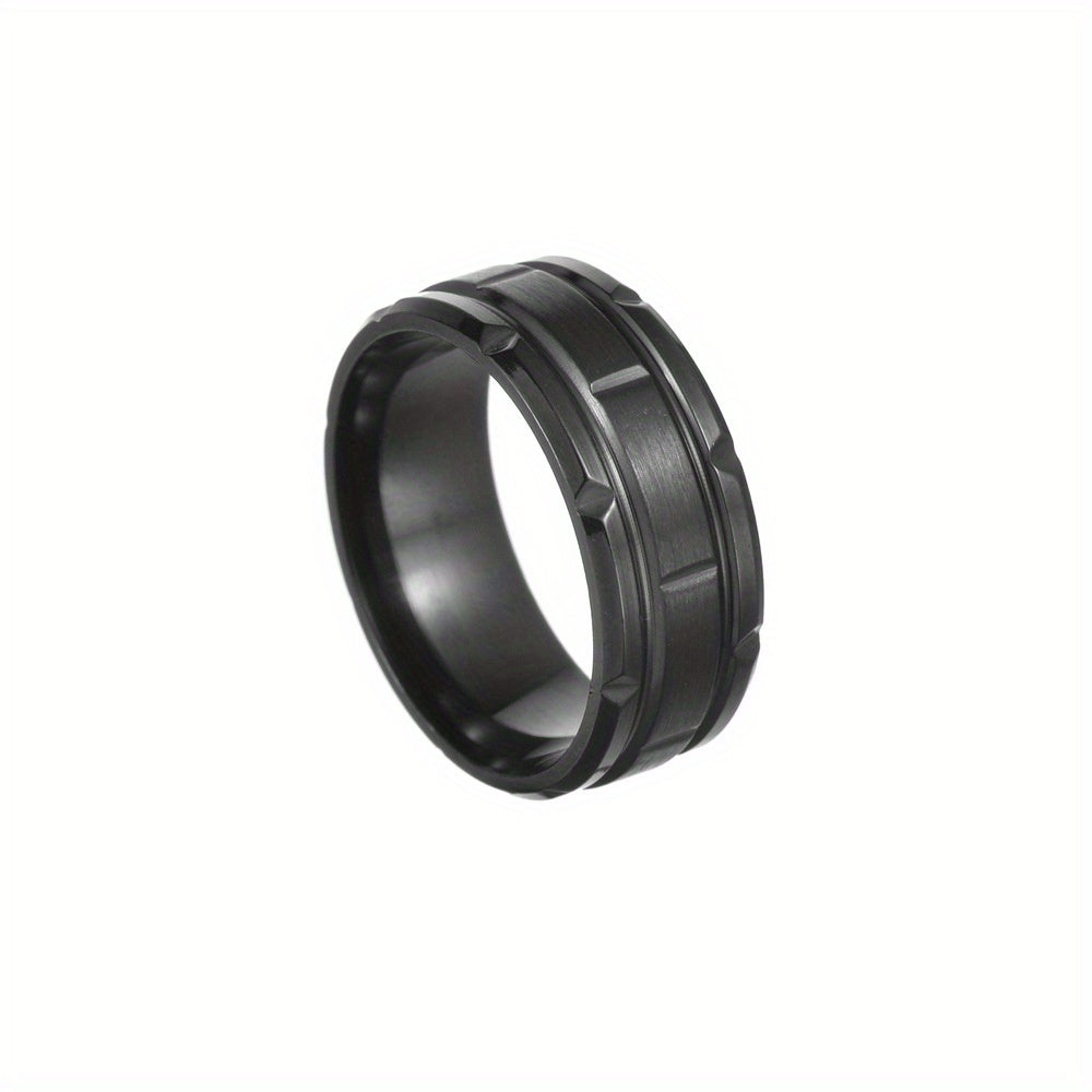 Men's Stainless Steel Single Ring Vacuum Plated Casual Jewelry
