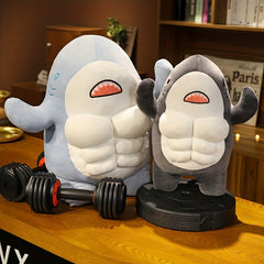 Funny Muscle Shark Plush Toy Stuffed Animal Hug Pillow 38 cm Gift