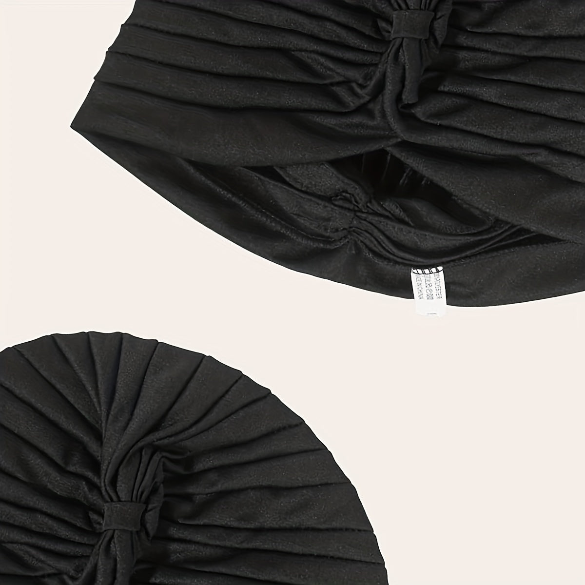 2pcs Turban Cap BowKnot Pleated Head Wraps Elastic Ramadan Head Scarf