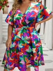  Flutter Sleeve Midi Dress with Nipped Waist