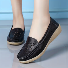 Women's Wedge Heeled Loafers Slip on Casual Shoes