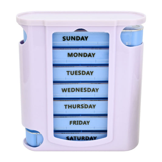 Weekly Pill Box Organizer with Transparent Compartments & Labels