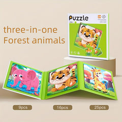 Advanced 3-in-1 Puzzle Book: Ocean Animals, Transportation, Dinosaurs