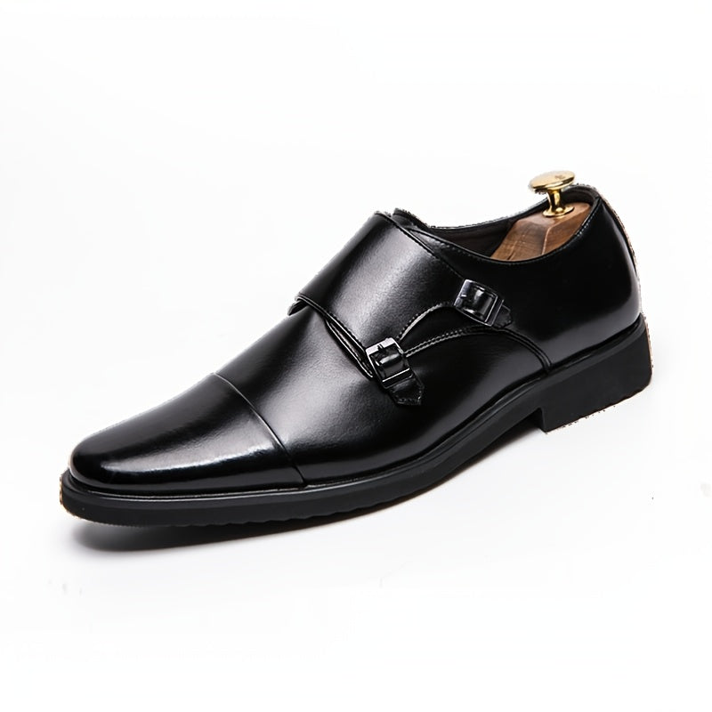 Men's Double Monk Strap Cap toe Loafers Dark Brown