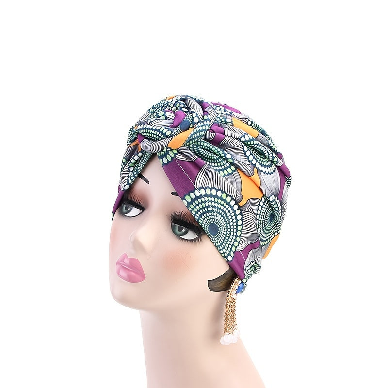 Swirl Knotted Turban Cap Elastic Hair Bonnets Women's Hat Night Cap
