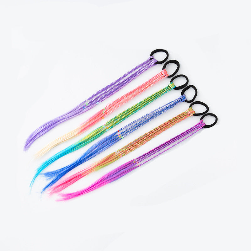 6pcs Girls Colorful Braids Hair Extensions Ponytail Accessories