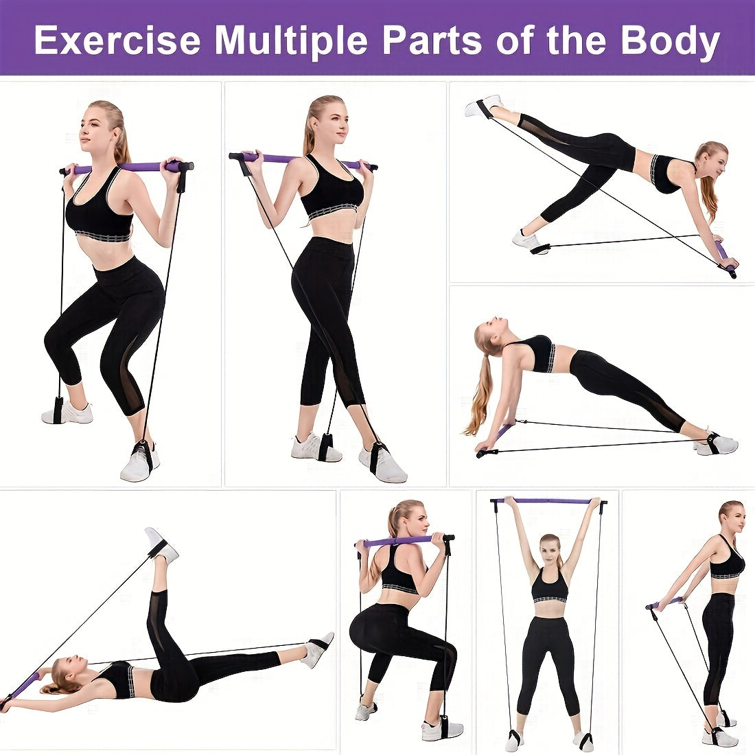 Pilates Bar Kit with Resistance Bands for Full Body Workout