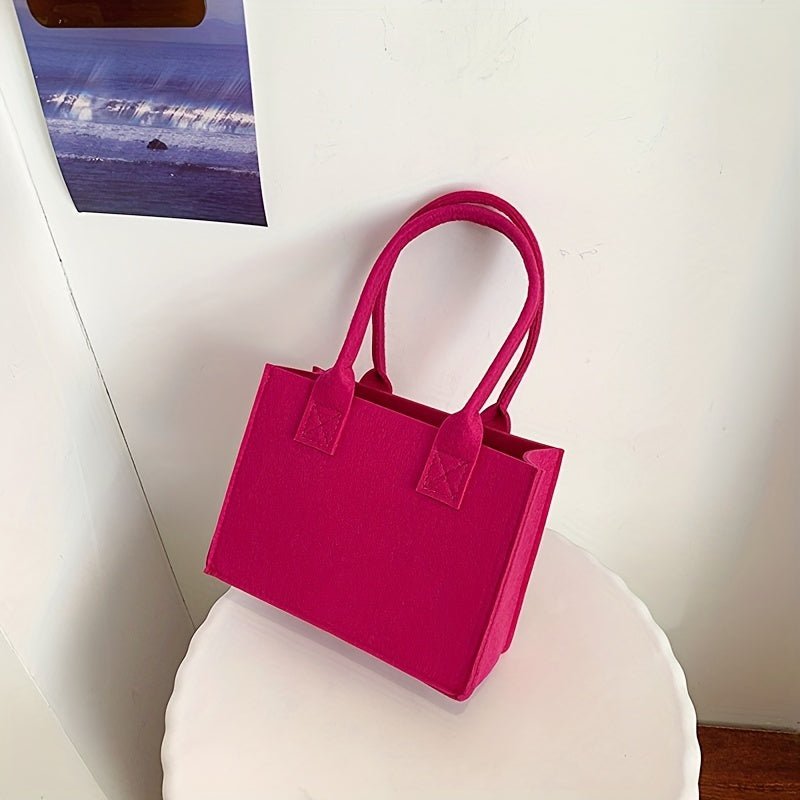 Felt Tote Bag Solid Handbag No Closure Gift Bag For Party