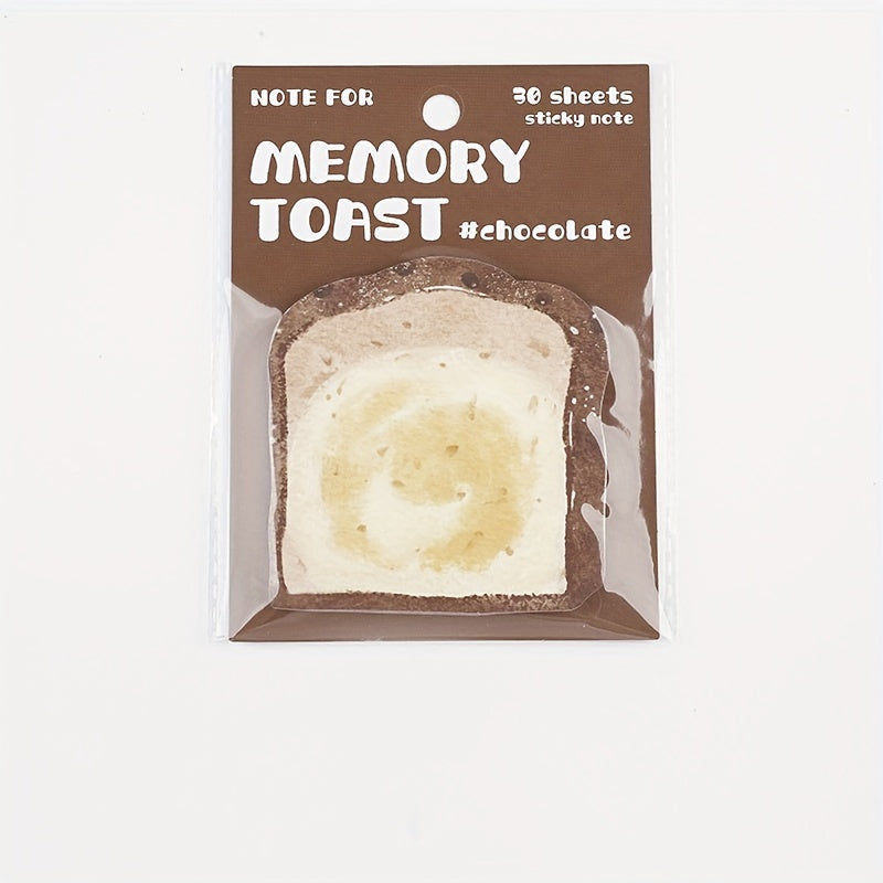 30 Sheets Sticky Memo Bread Series Toast Bread Message Paper
