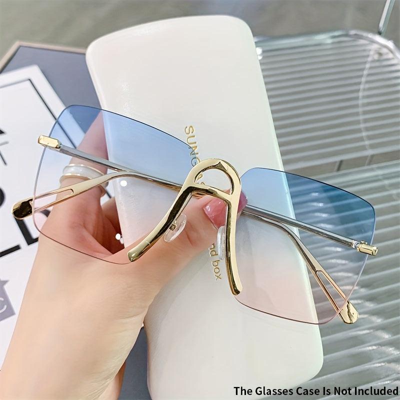 Square Rimless Sunglasses Gradient Metal UV400