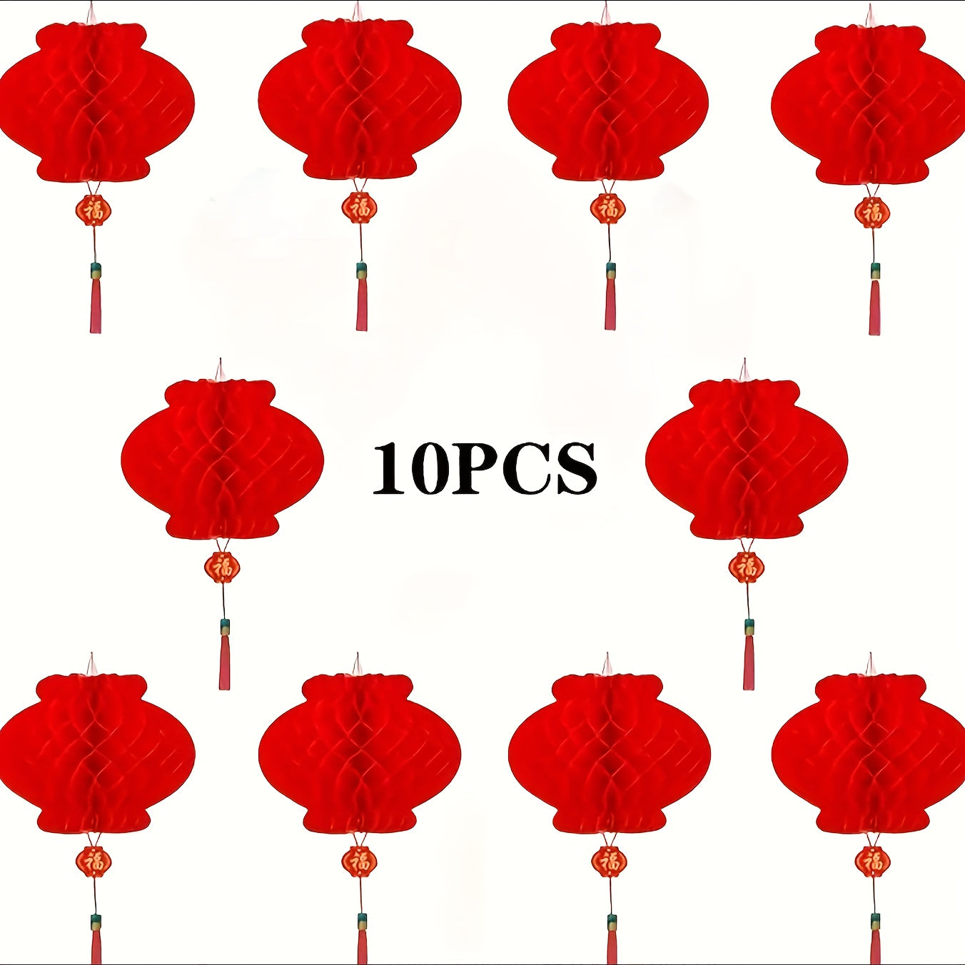 10pcs Red Paper Lanterns Chinese Lanterns Hanging Paper Lanterns Party Ornaments