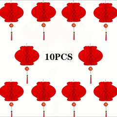 10pcs Red Paper Lanterns Chinese Lanterns Hanging Paper Lanterns Party Ornaments