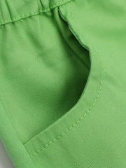 Kid Girls Casual Shorts Lace Trimming Elastic Waist Shorts With Pocket