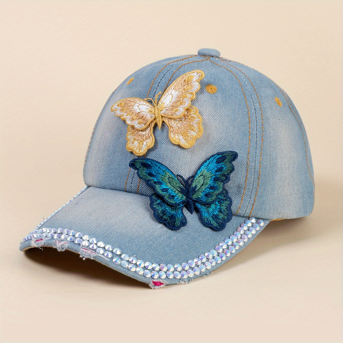 Vintage Butterfly Baseball Cap Washed Distressed Sun Hat