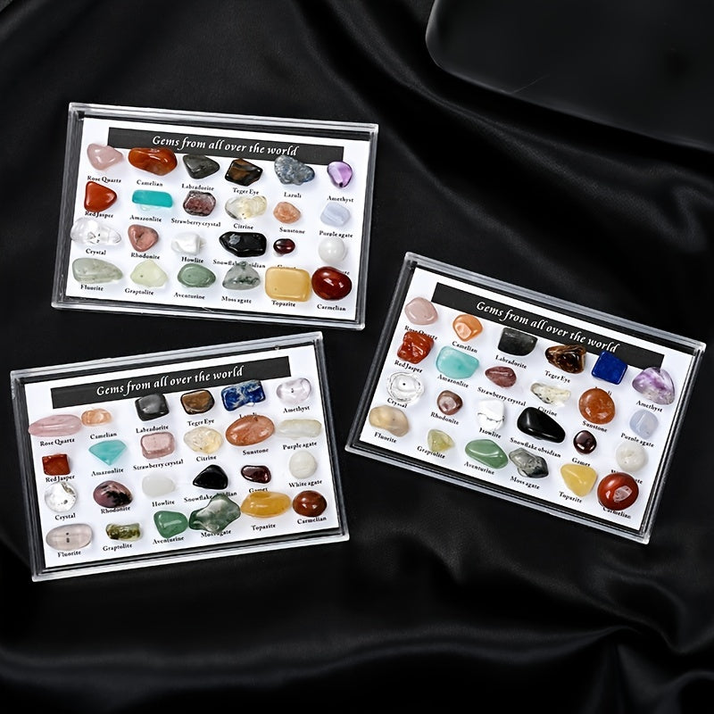 24pcs Natural Tiny Crystal Agate Stones Box Specimens