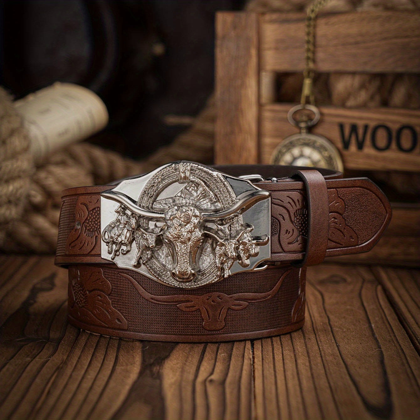Western Style PU Leather Belt For Men