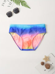 Rainbow Gradient Men's Quick drying Drawstring Triangle Briefs Swimwear
