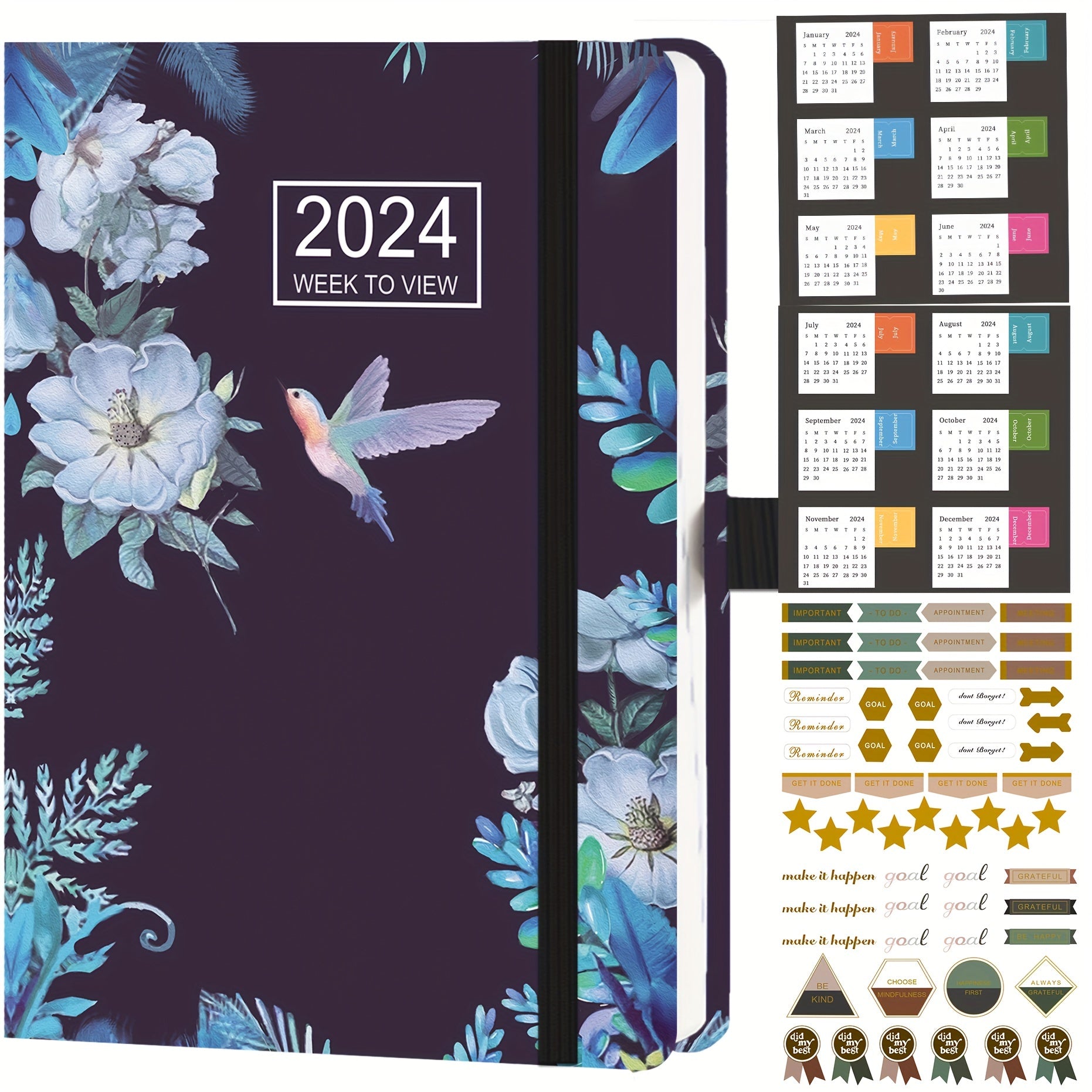 A4 Weekly Diary Jan - Dec PU Leather Hard Cover