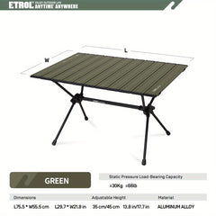 Large Aluminum Folding Table for Camping & Picnic, 2 Height Adjustments