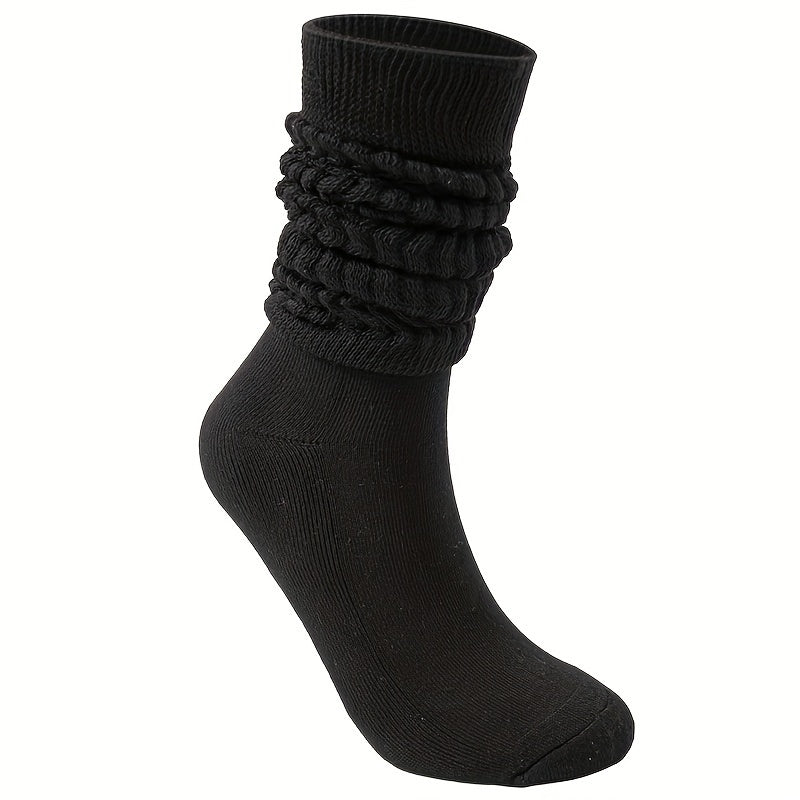 Textured Solid Calf Socks Warm Knee High Women's Stockings