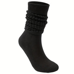Textured Solid Calf Socks Warm Knee High Women's Stockings
