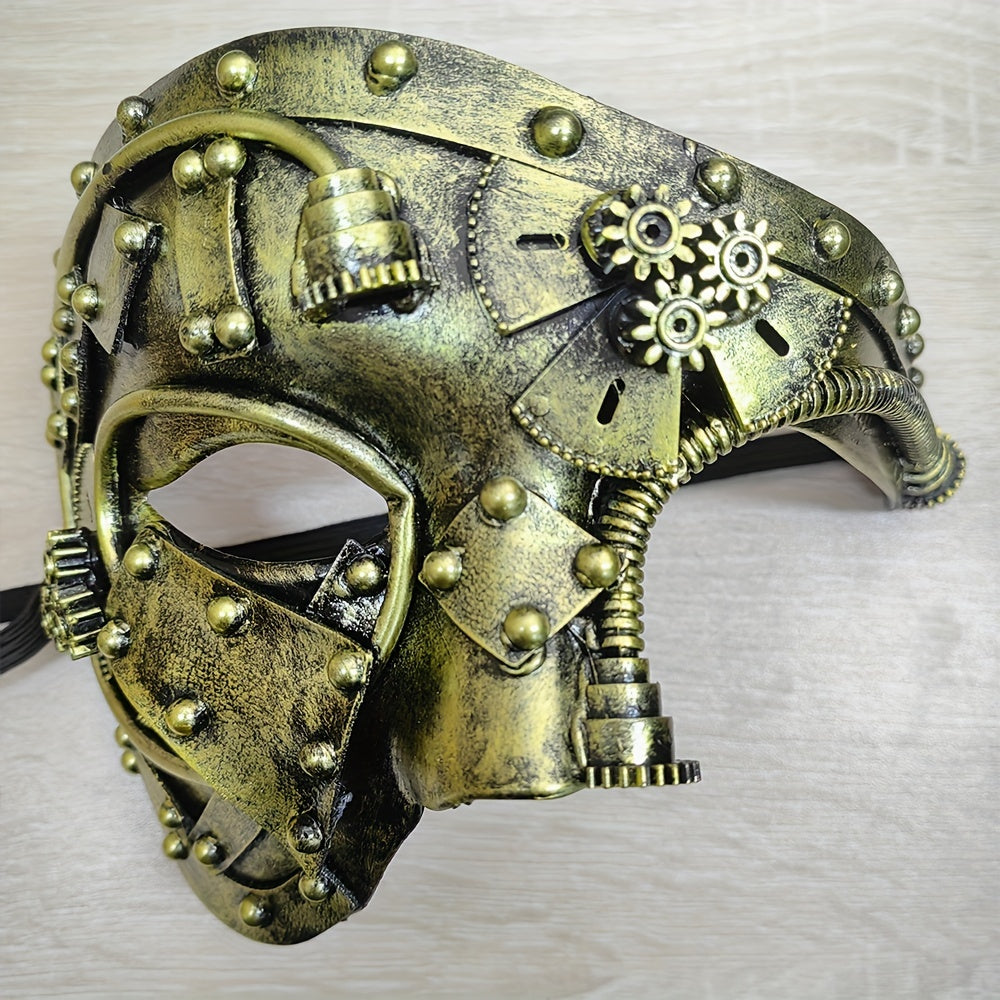 Steam Punk Mask Robot Cosplay Half Face Helmet Halloween Carnival Costume Props