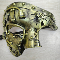 Steam Punk Mask Robot Cosplay Half Face Helmet Halloween Carnival Costume Props