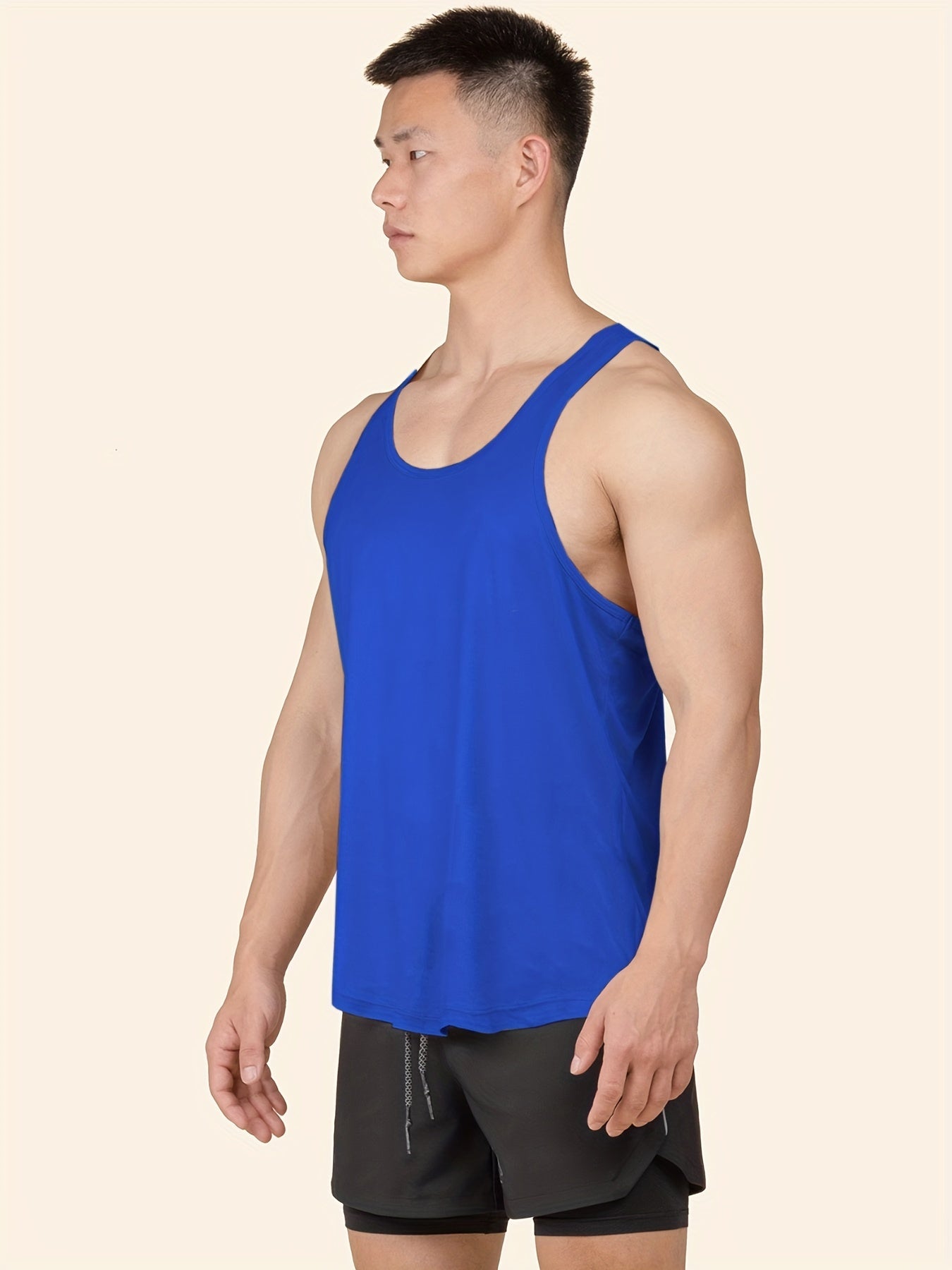 Men's Solid Tank Top Quick Dry Stretch Sleeveless Shirt