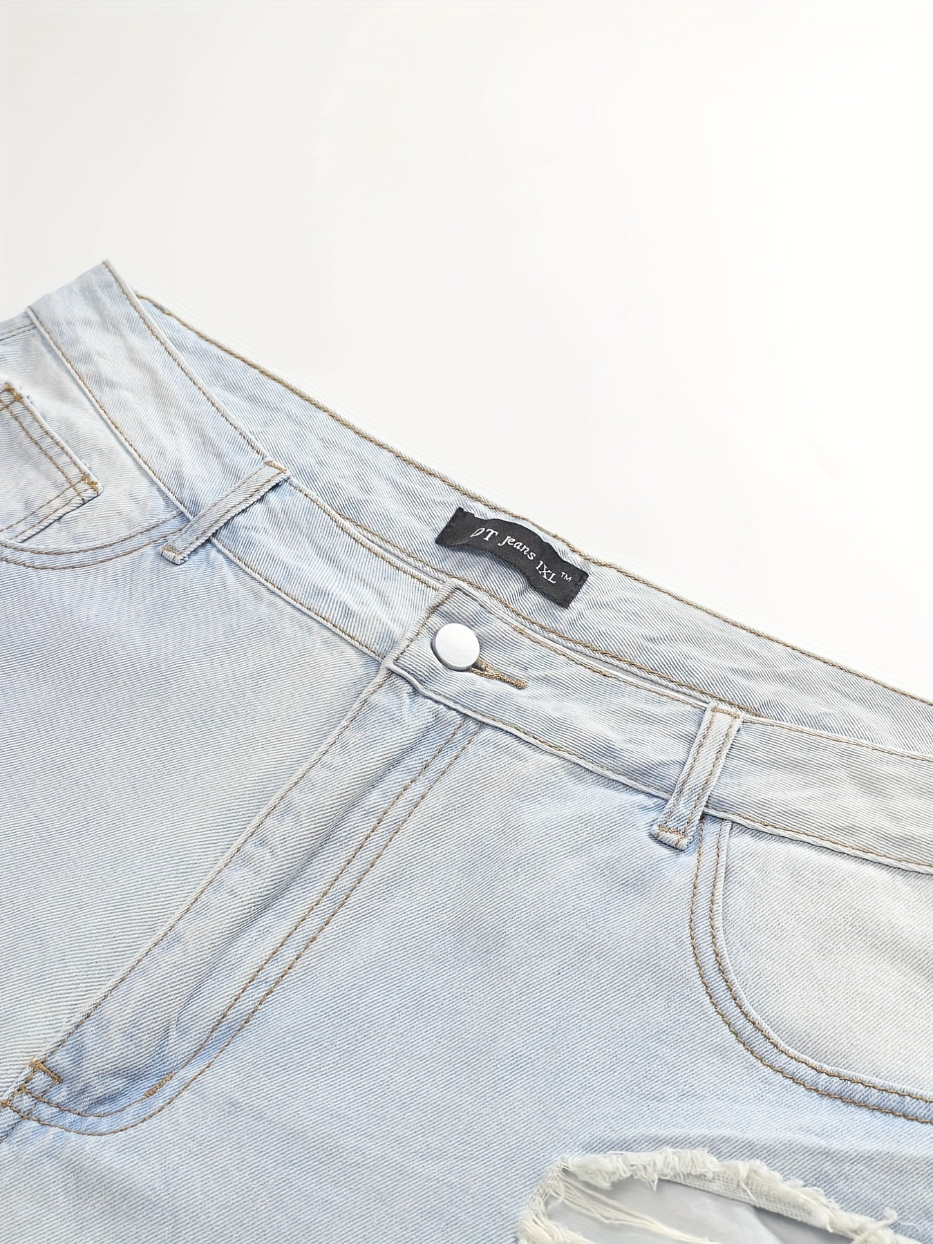  Solid Fringe Trim Denim Shorts