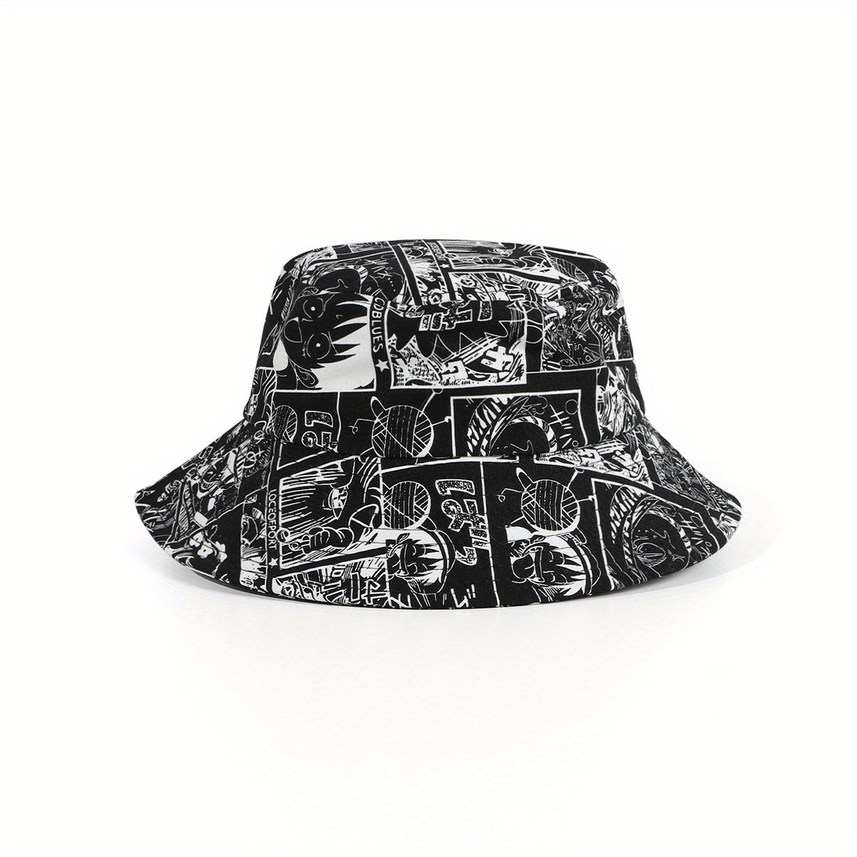 Pattern Graffiti Print Bucket Hat Lightweight Fisherman Cap
