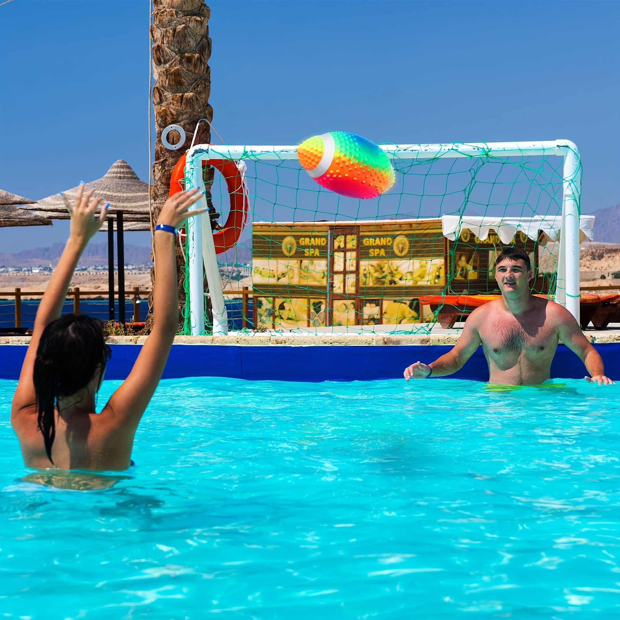 Colorful Inflatable Rugby Ball for Pool & Beach Games