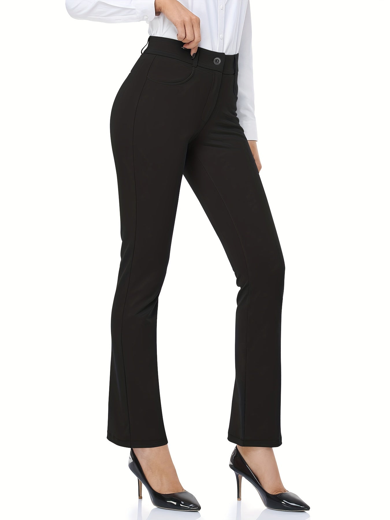 Solid Pants With Pockets Sports Fitness Yoga Running