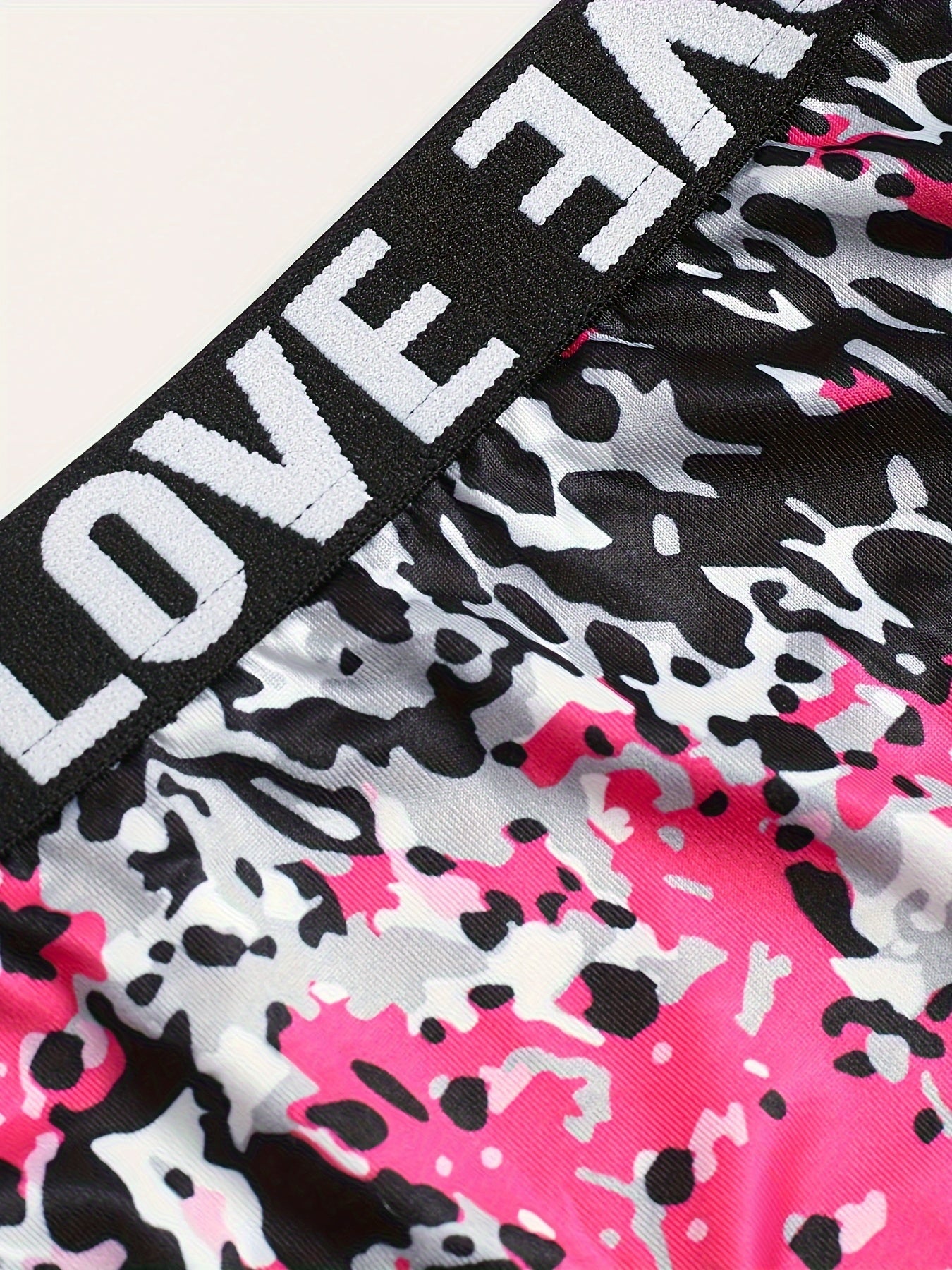 Leopard Bra & Panties Set Criss Cross Back Sports Bra & Letter Print Panties