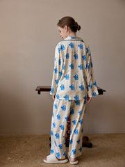 Locker Print Pajama Set Long Sleeve Top & Pants