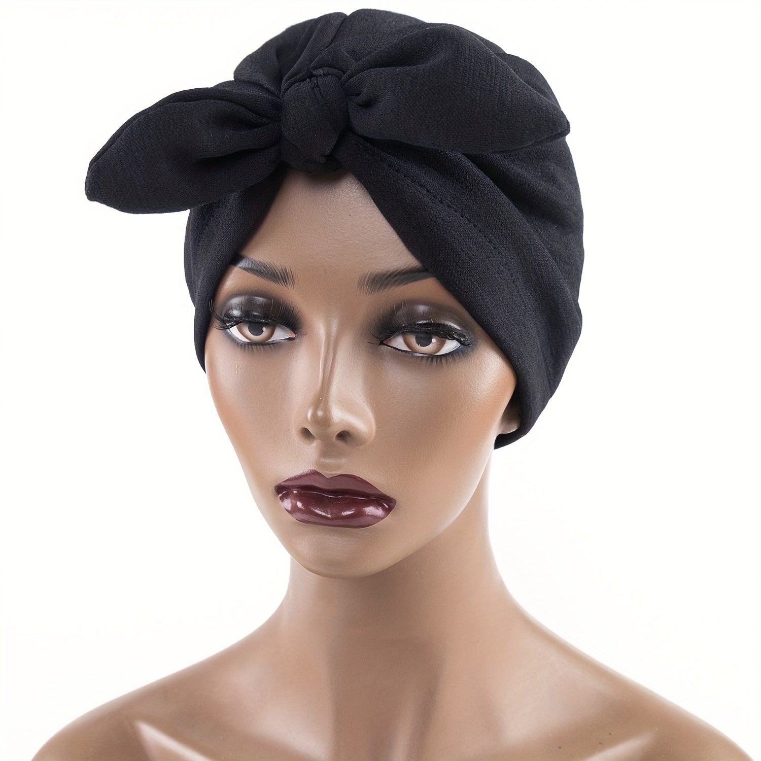 Bow Knotted Turban Cap Solid Head Wrap Hijab Head Scarf Stylish Bandana