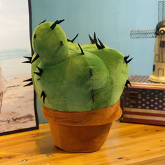 Soft Plush Cactus Doll in Green & Orange Pot Decor