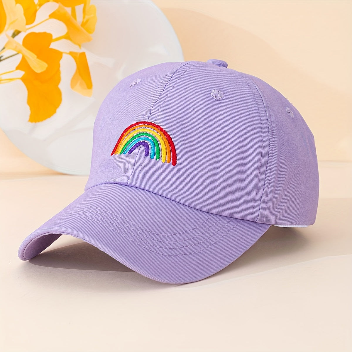 Rainbow Embroidery Casual Baseball Cap Candy Unisex Dad Hats Lightweight