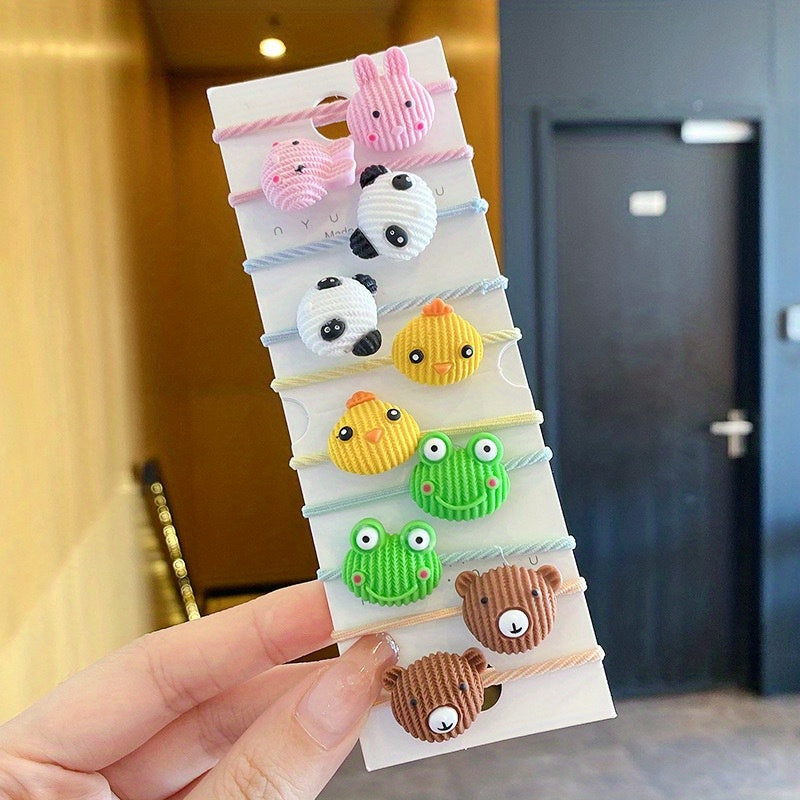 10pcs Baby Hair Tie Rubber Band Cartoon Buckle