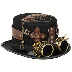 Steampunk Top Hat with Goggles for Halloween Cosplay