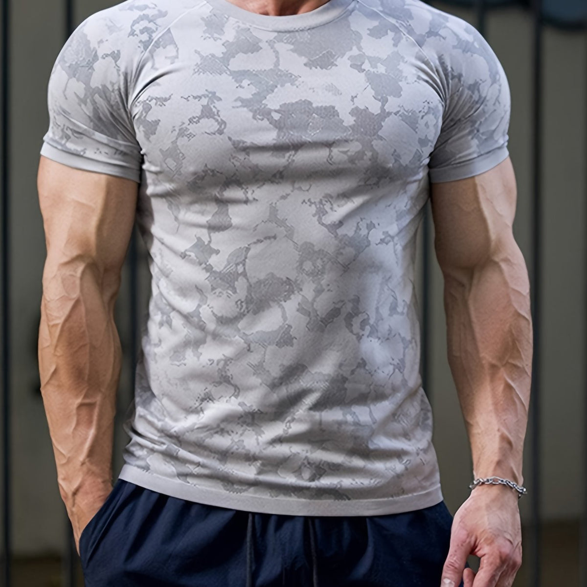 Men's Fitness Crew Neck Active T-Shirt for Summer