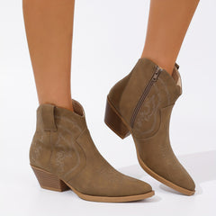Women's Chunky Heel Western Ankle Boots