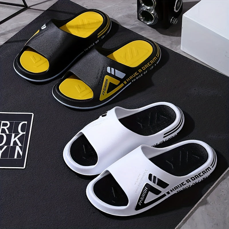 Men's Contrast Slides Non Slip Slippers Open Toe Shoes Indoor Outdoor