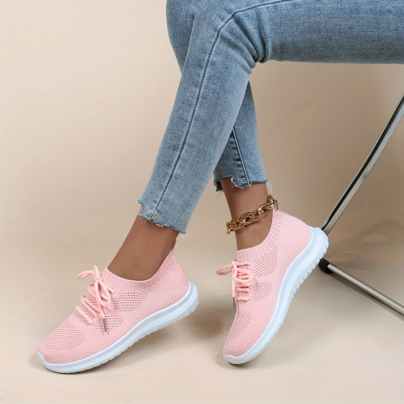 Women's Leisure Running Shoes Flying Woven Casual Walking Shoes